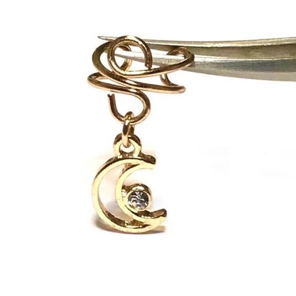 Moon Charm Double Wire Ear Cuff Wrap Earring - Picture 4 of 5